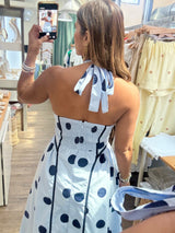 Blue Polka Dots Halter Dress