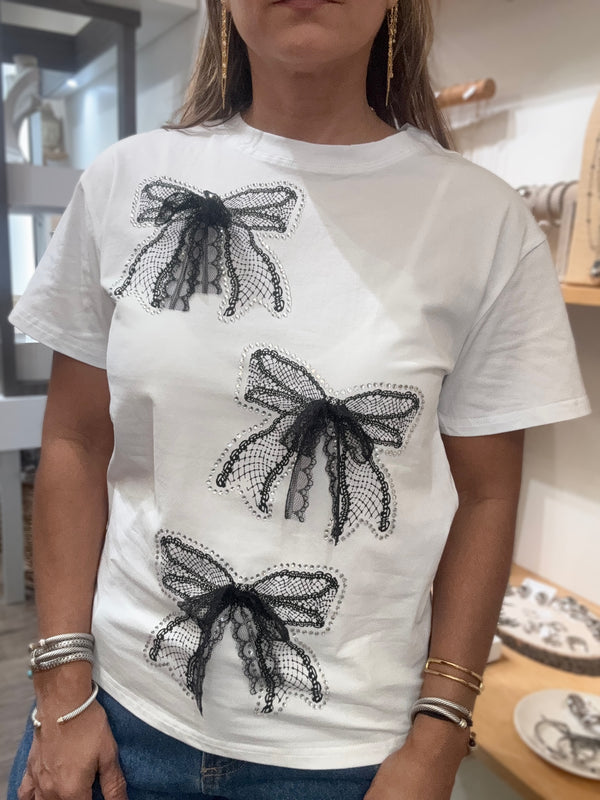 White Bows Detail Top