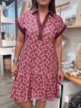 Wine Print Drop Waist Dress