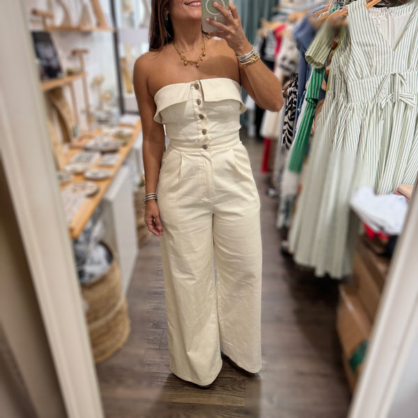 Ivory Strapless Jumpsuit