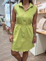 Lime Scalloped Hem Dress