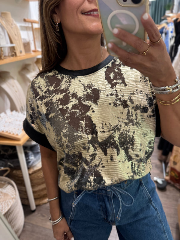 Black & Gold Metallic Top