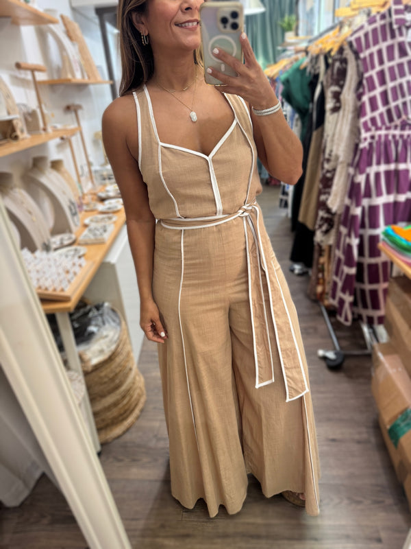 Camel Wide Leg Jumpsuit