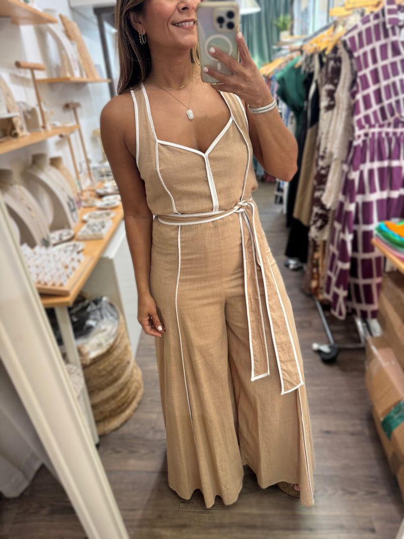 Camel Wide Leg Jumpsuit