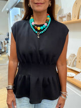 Black Cinched Waist Top