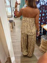 Leopard Print Strapless Top & Harem Pants
