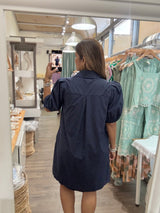 Navy Scalloped Hem Dress