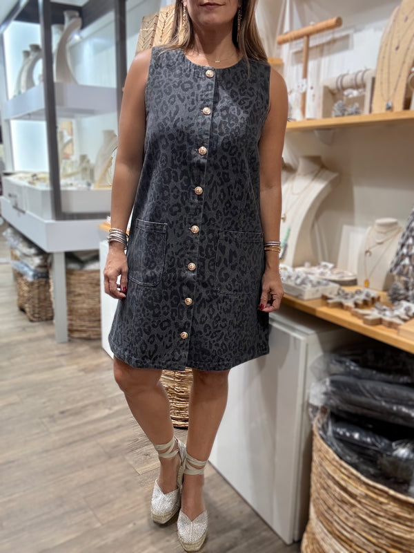 Black Mix Print Shift Dress