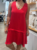 Red V-Neck Dress