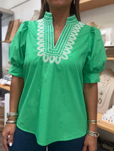 Green w/White Detail Top