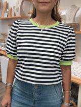 Black & Lime Stripes Top