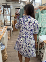Blue Mix Neck Detail Dress