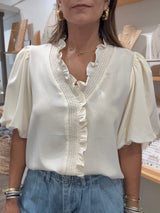 Ivory Ruffle Detail Top