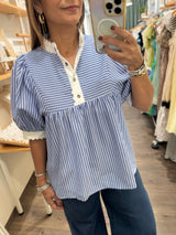 Blue Neck Detail Top