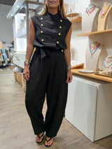 Black Military Belted Jumpsuit