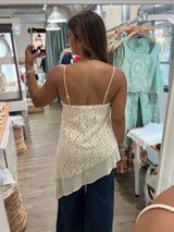 Ivory Lace Asymmetrical Top