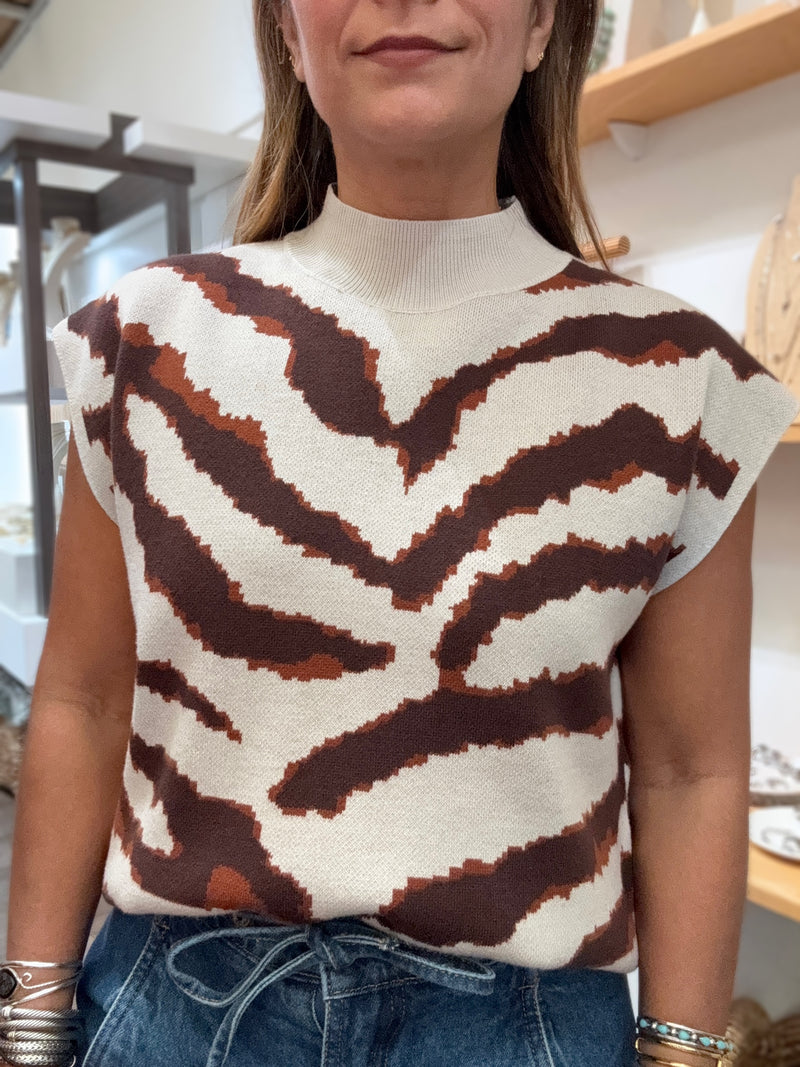 Animal Print Knitted Top