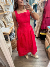 Red Contrast Stitch Dress