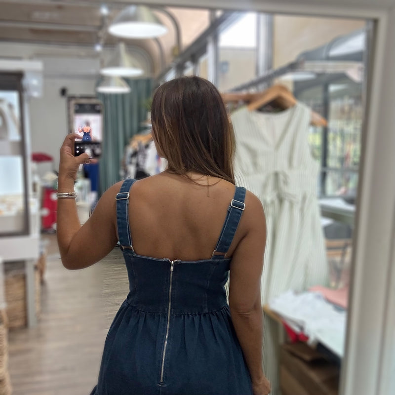 Dark Denim Corset Detail Dress