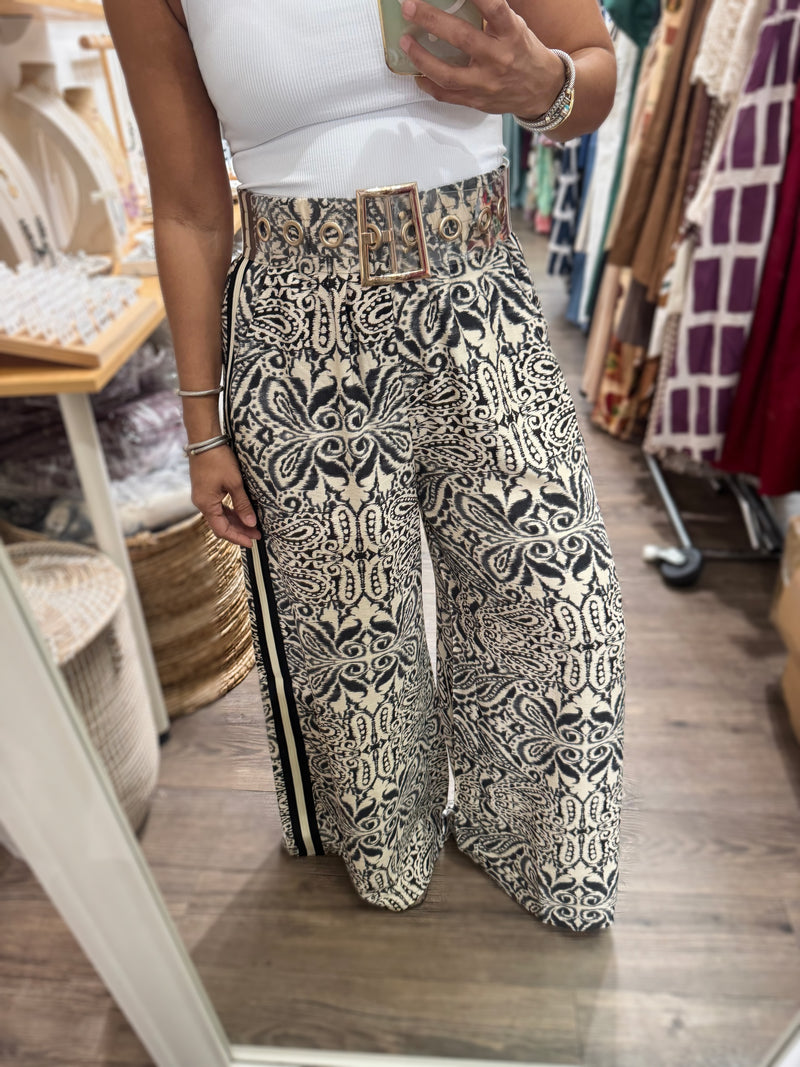 Grey Mix Print Pant