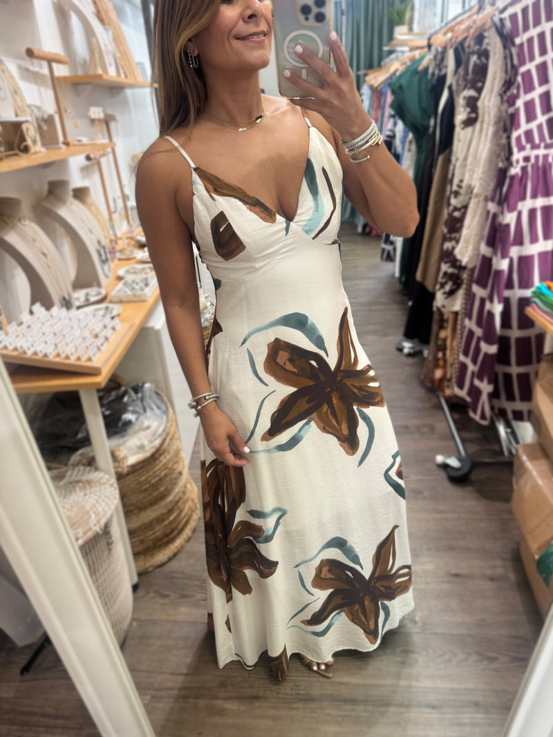 Printed Open Back Dress