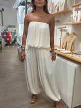 Ivory Strapless Top & Harem Pants
