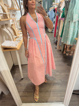 Orange & Aqua Halter Dress