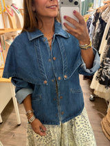 Denim Cape Detail Jacket