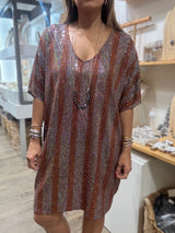 Bronze Metallic Dolman Sleeves Dress