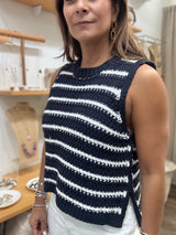 Navy Knitted Top