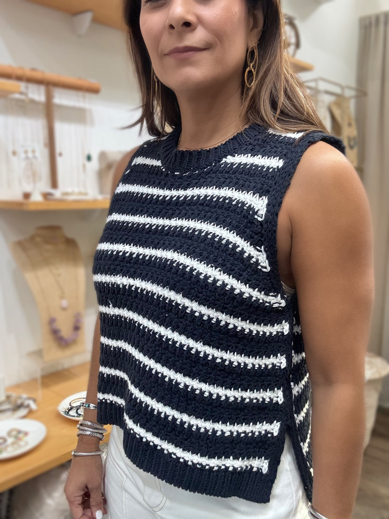 Navy Knitted Top