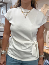 White Front Knot Top