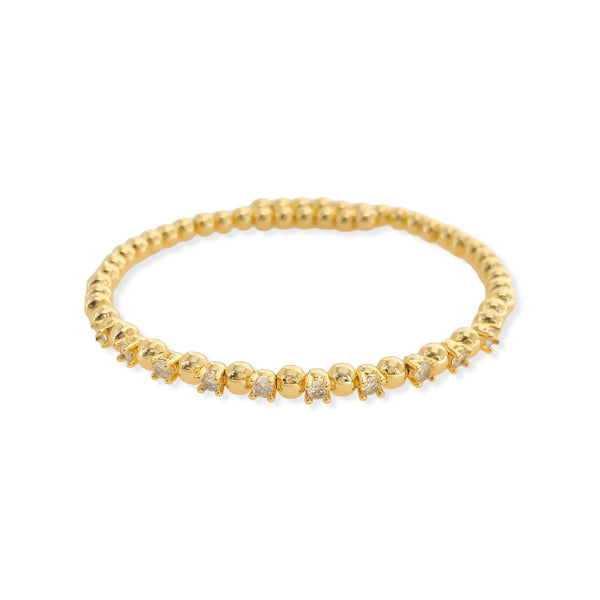 Gold Beaded CZ Thin Cuff Bracelet (BB)