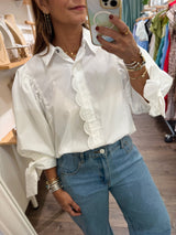 White Scalloped Detail Top