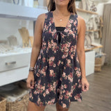 Floral Print Denim Romper