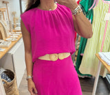 Metal Circle Buckle Stretch Straw Belt