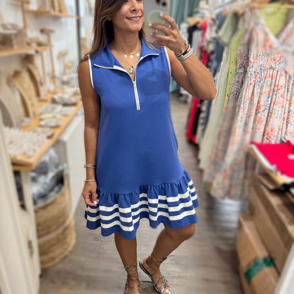 Royal Blue Zipper Detail Dress