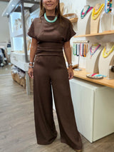 Brown Ruched Waist Jumpsuit