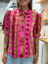 Lime & Plum Mix Print Top