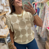 Taupe Circles & Stripes Top