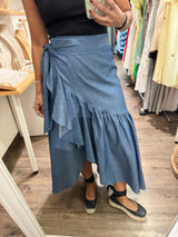 Chambray Wrap Around Skirt
