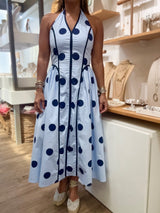 Blue Polka Dots Halter Dress