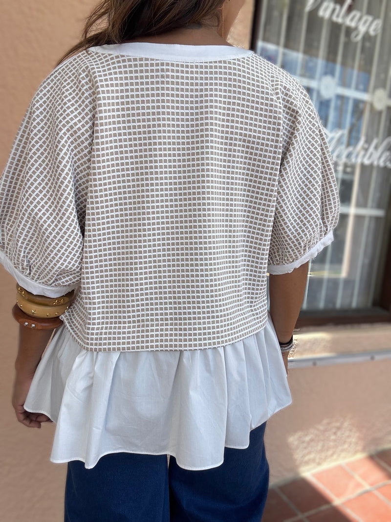 Oatmeal Contrast Top
