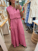 Pink/Fuchsia Stripes Oversized Jumpsuit