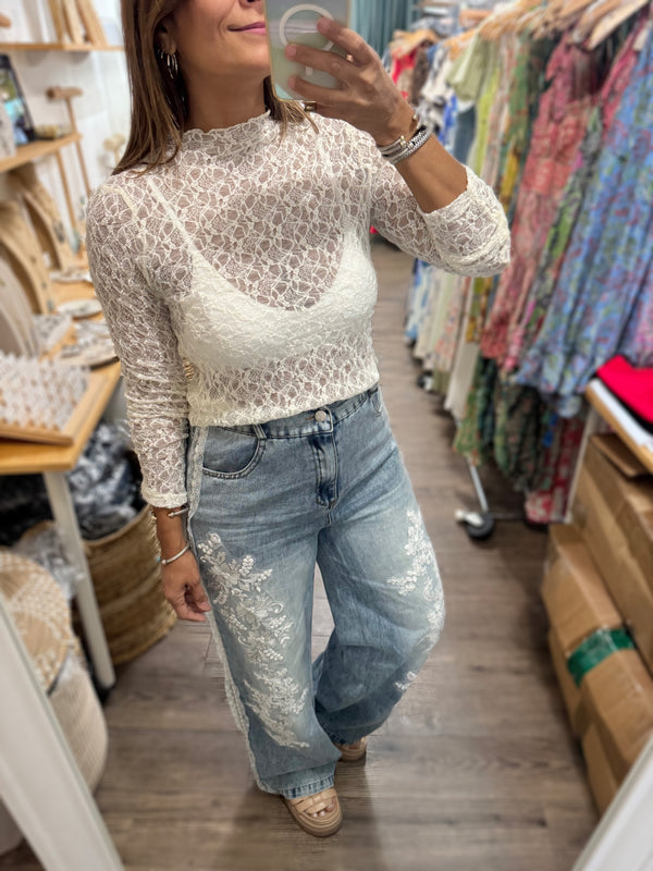 Ivory Lace Sheer Top