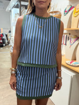 Blue/Green Stripes Top & Skort Set