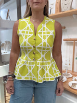 Lime Geometric Print Top