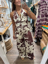 Cow Print Halter Top & Pant Set
