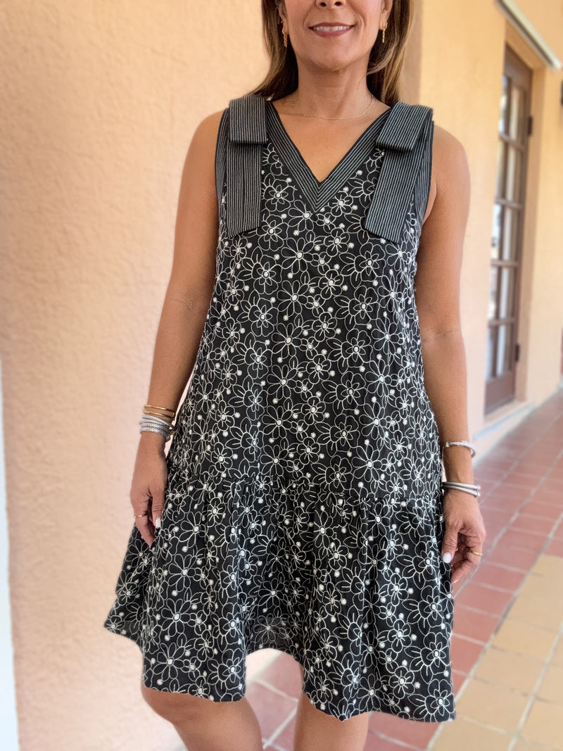 Black & White Embroidered Detail Dress