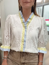 White Lace w/Trim Detail Top